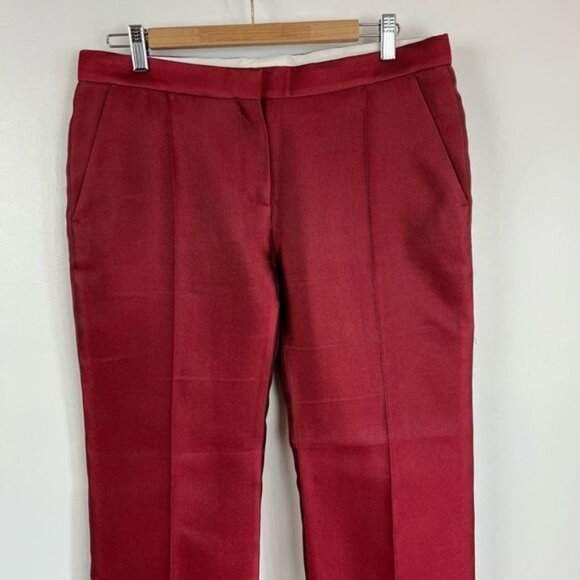 Vintage Celine Women’s 40 US 12 Red Silk Pleated Dress Pants Cropped Pockets - Picture 2 of 13